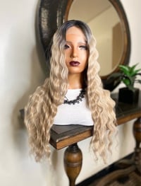 Image 2 of MINA| LONG CRIMP BLONDE OMBRÉ LACE FRONT WIG