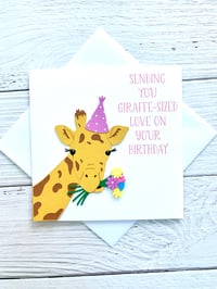 Image 1 of Handmade Giraffe Birthday Card - Cute Animal Birthday Card for All Ages