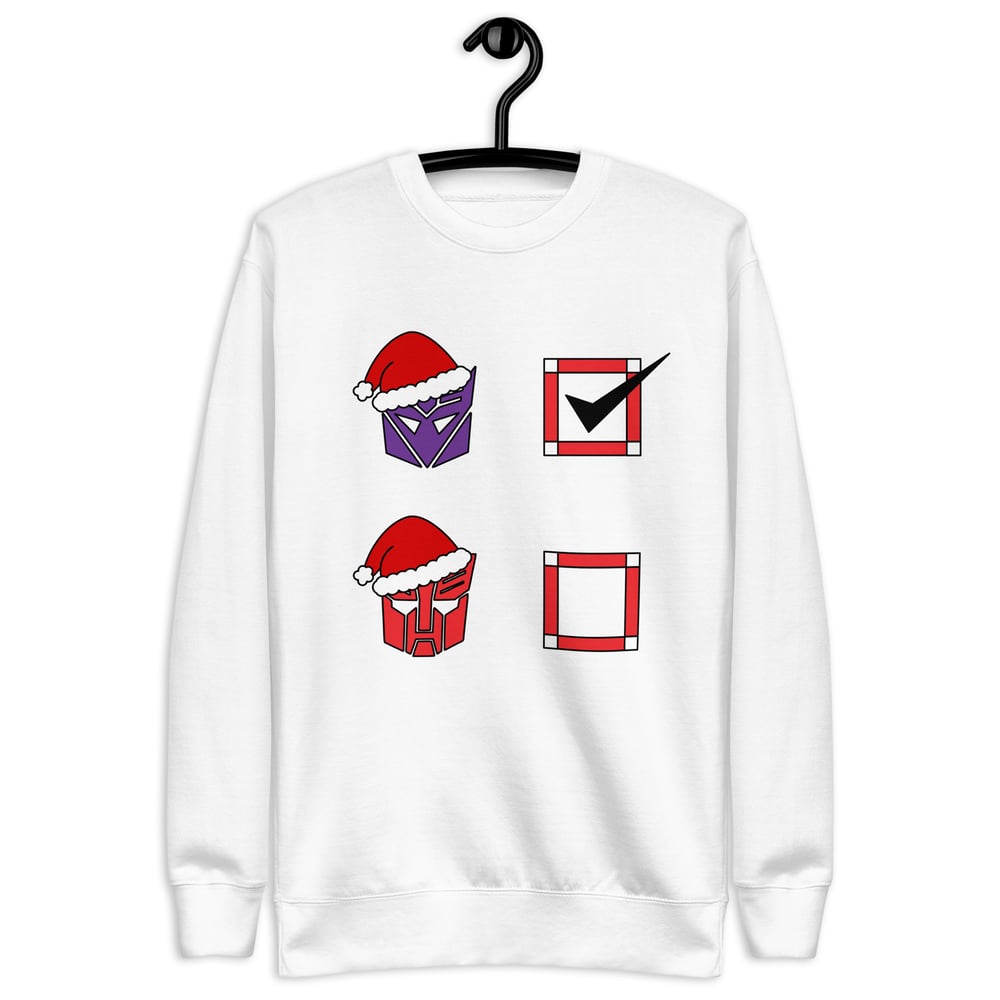 Image of Christmas Novelty Bot or Con? Con! Unisex Premium Sweatshirt
