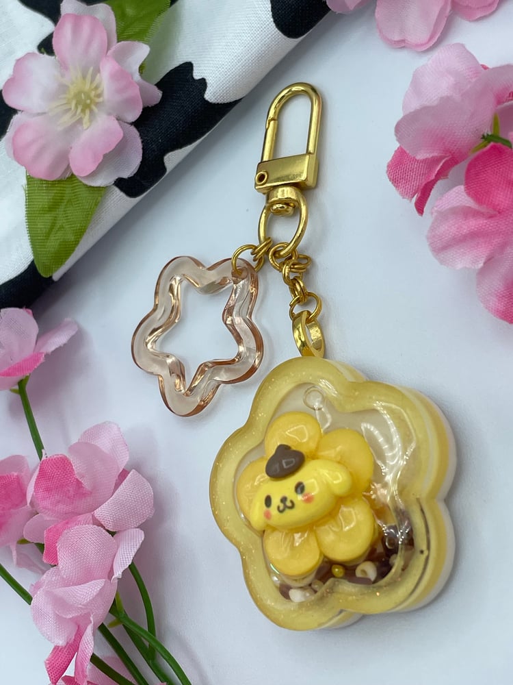 Image of Keychain - Yellow Pom Pup Flower