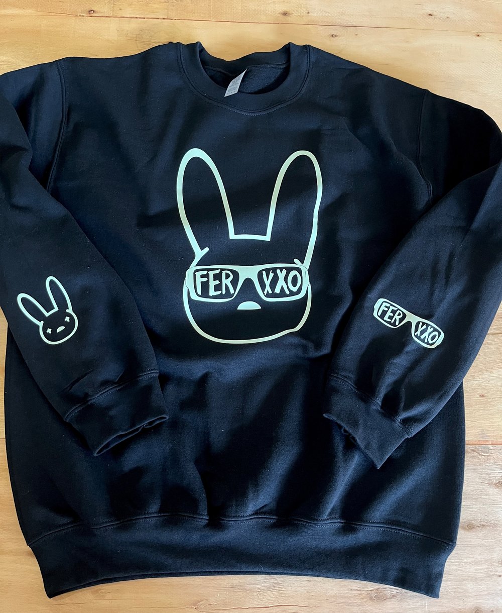 Image of ADULT SIZE - GLOW IN THE DARK BAD BUNNY FERXXO CREWNECK SWEATER