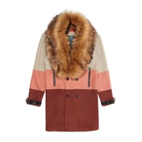 Image 1 of VIE RICHE PARIS REMOVABLE FUR 3 TONE OVERCOAT IN