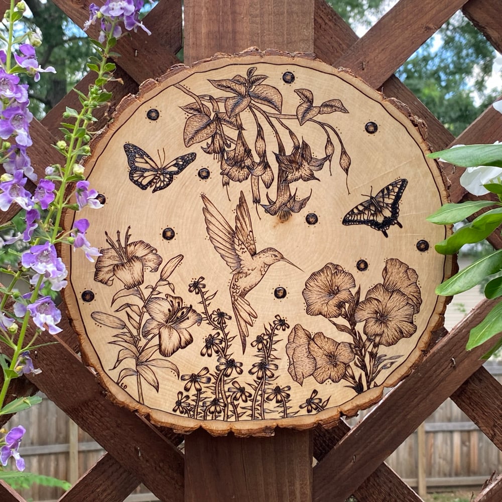 Image of Humming Bird & Friends Wood Art