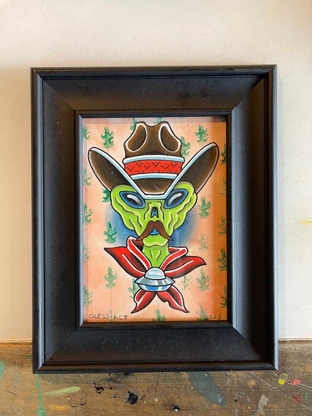 Image of 5x7 Framed alien cowboy