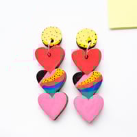 Heart Dangle Earrings - Red