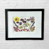 Calendula, Veronica, Mum, Cosmo, Pansies & Nandina Wildflower Art In 8" X 10" Frame (Item# 2023078)