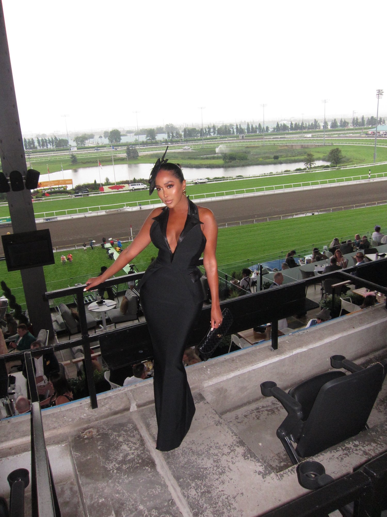 Image of BLACK DEEP V COLLARED MAXI BANDAGE DRESS (XS)