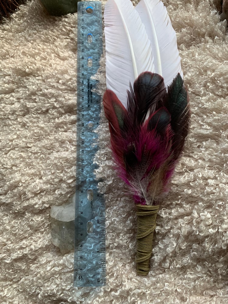 Image of A wealthy way ~ Smudge feather large Hand made by Priestess Rosalind Free US shipping 
