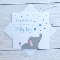 Image 2 of Cute Little Elephant New Baby Handmade Card - Adorable Card for Welcoming a Newborn