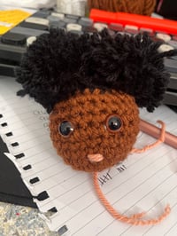 Image 2 of 2 puff black girl keychain