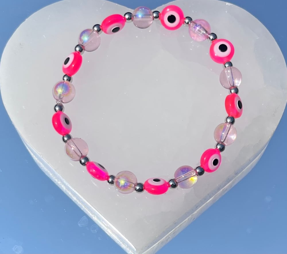 Image of Pink Iridescent Evil Eyes