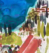 Image 3 of Looking down toward the Straits of Corfu original unframed watercolour painting 