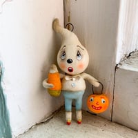 Image 1 of Spooked Ghost with Jack O' Lantern and Candy Corn