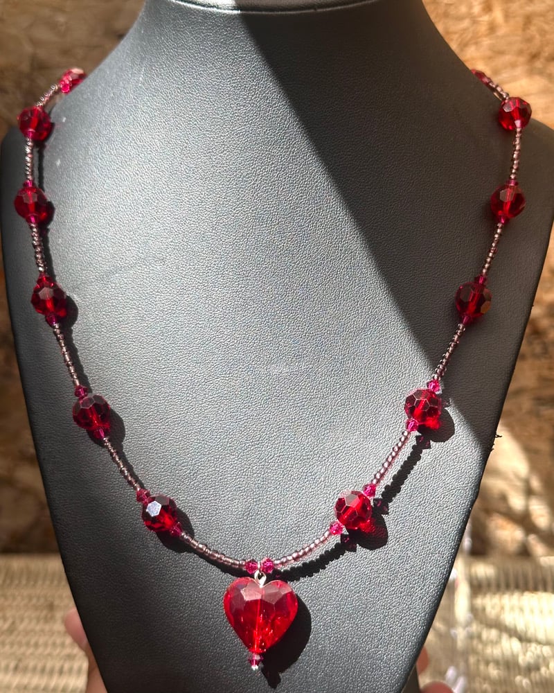 Image of glass hearts necklace