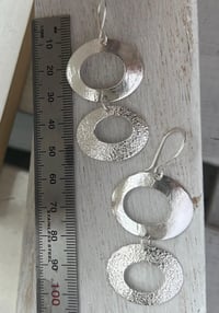Image 3 of Artisan Sterling Silver Textured Double Drop Earrings