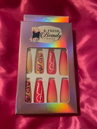 Image 1 of Nail - Long (Hot Pink Design)