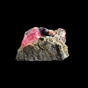 Image of Rough Pink Tourmaline & Violet Lepidolite Mineral with Golden Pyrite, Clear Quartz specimen