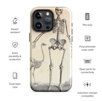 Image 1 of Antique Bookpage Detailed Anatomical Illustration Human and Bird Skeletons Tough Case for iPhone®