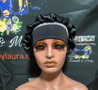 Image 1 of Black blinged out Hair bonnet. 