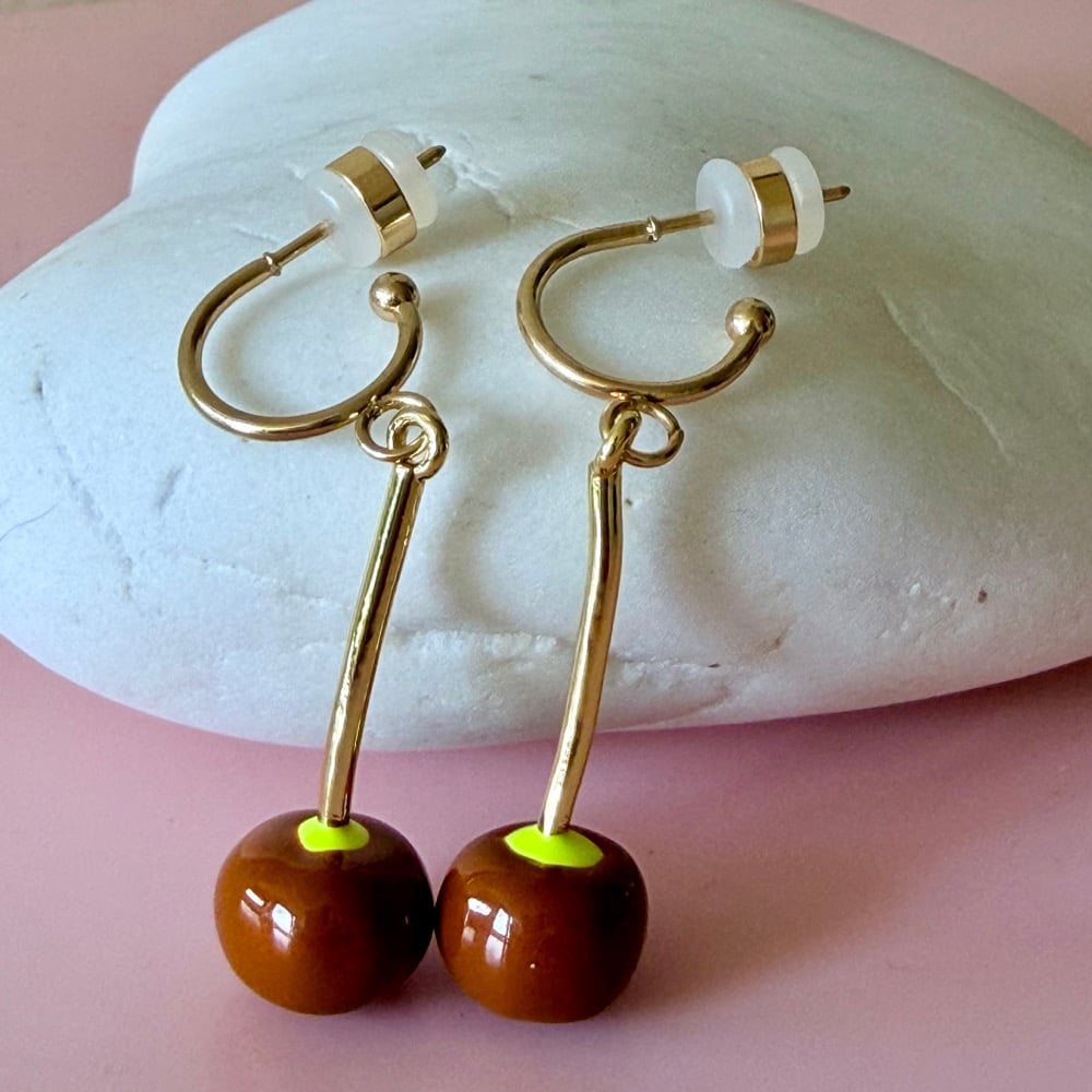 Image of Olive drop half hoops