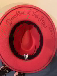 Image 5 of "Daughter of the King" Pink Hand-Burned Panama Hat