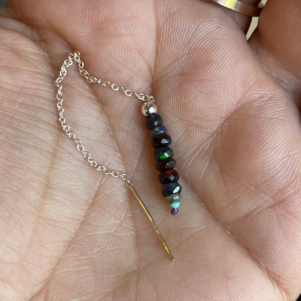 Image of gem thread earring