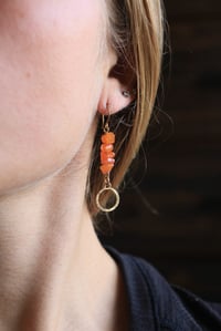 Image 1 of Orange Calcite x Brass Hoop Earrings
