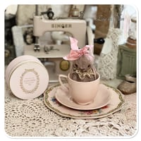Image 4 of Handmade Victorian Plum Colour Teacup Bunny