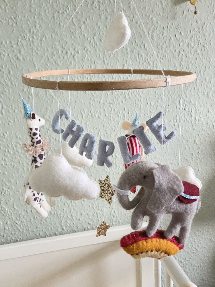 Image of Personalised CHARLIE Circus theme Mobile.