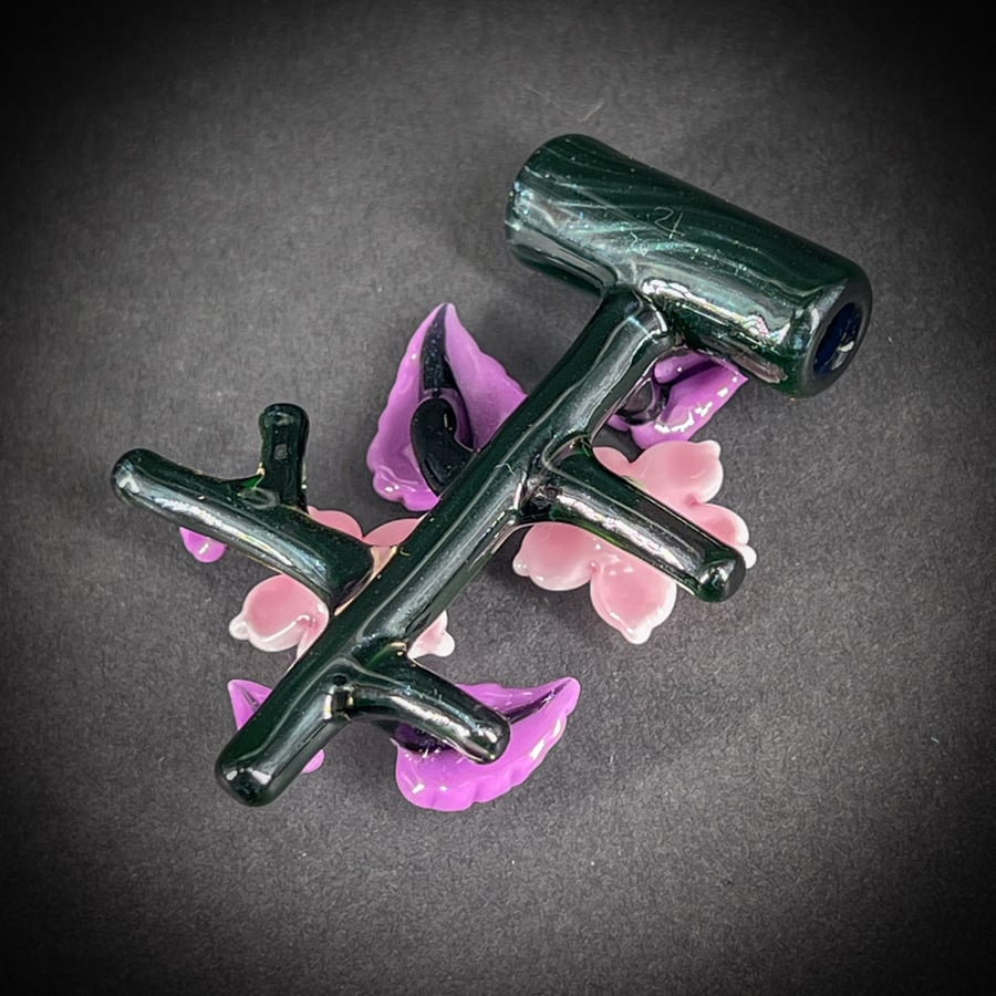 Image of Black & Pink Spring Flower Vine Pendant