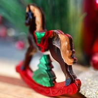 Image 2 of River The Vintage Christmas Rocking Horse Brooch - Brown