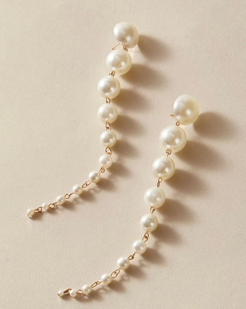 Image of “Pearl Long Drop Earrings”