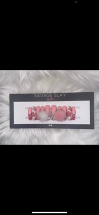 Image 3 of Pink Puff and Bling Nails (Made to Order)