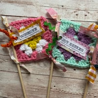 Image 2 of “Lovely” Crocheted Granny Square Flag
