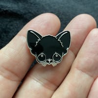 Image 3 of Black Cat Head Small Enamel Pin