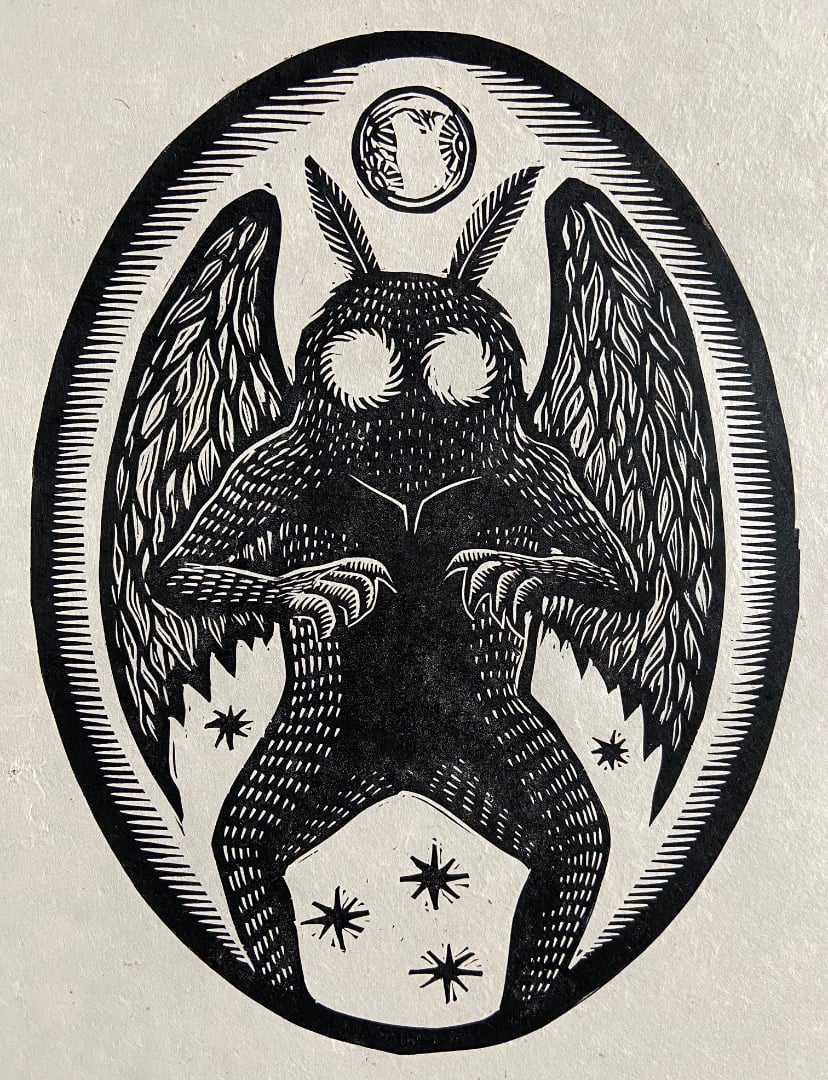 Mothman Block Print | Brian Reedy