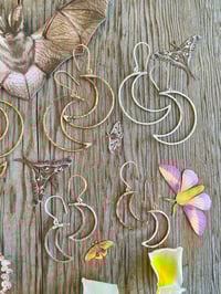 Image 5 of Large Hammered Crescent Moon Earrings