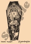 Latex nun coffin - tattoo ticket 