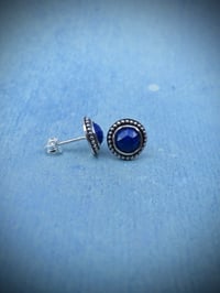 Image 3 of Eos 'Halo' Handmade Sterling Silver Stud Earrings Set With Lapis Lazuli