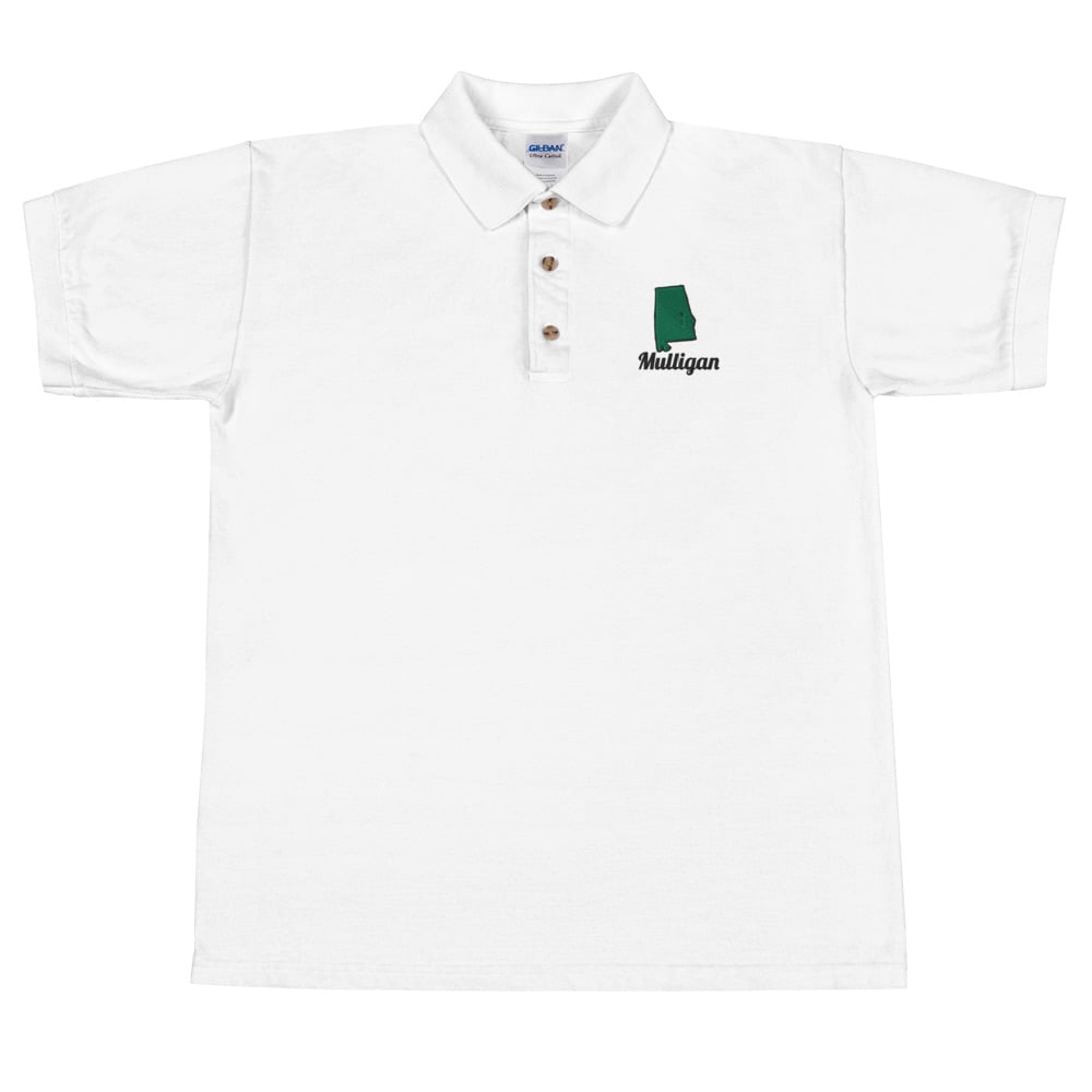 white embroidered polo shirt