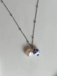 Image 1 of Stainless Strel Ceramic Pearl Necklace