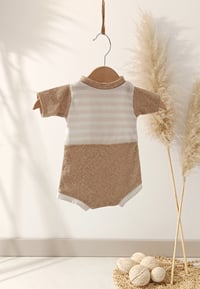 Image 3 of Newborn boy bodysuit for photoshoot | Noah | neutral beige and brown