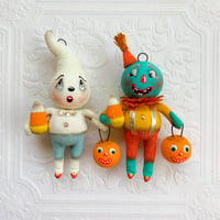 Image 2 of Vintage Inspired Goblin with Candy corn and Jack O' Lantern