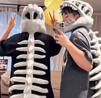 Image 1 of Grey 75/115CM Realistic Dinosaur Skeleton Costume SetFunny Headgear