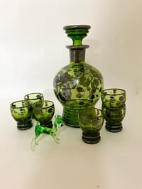 Italian Small Green Decanter and Glasses