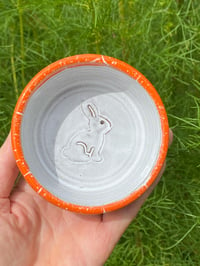 Image 1 of Bunny Stamped Ramekin Orange Rim