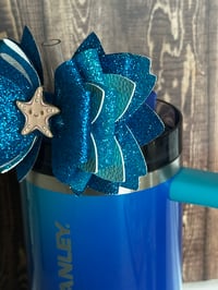 Image 2 of Sea Glass Aura Ocean-Inspired Tumbler Straw Topper Bow 