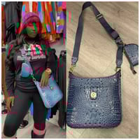 Image 1 of Powder blue snakeskin feel handbag with matching mini wallet 