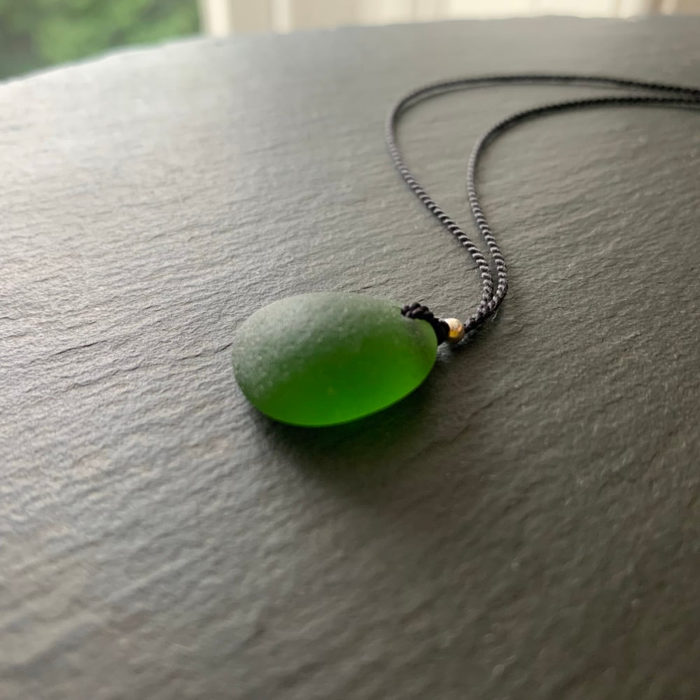 Image of Green round sea glass necklace