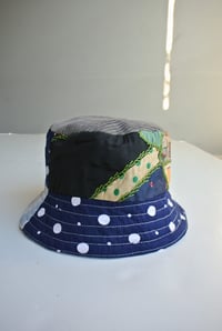 Image 5 of Reworked LÁ Reversible Bucket Hat Quilt Denim Medium 23" 7 1/4